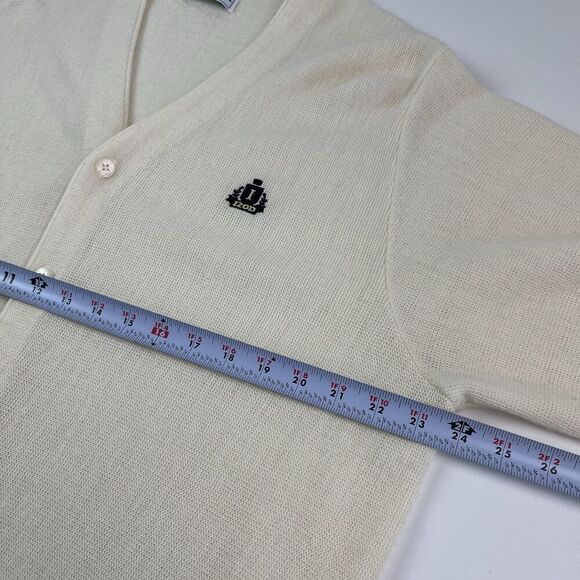 IZOD vintage Cardigan Sweater Mens M Ivory Y2K Oversized Grandpa Preppy Academia - Picture 5 of 13